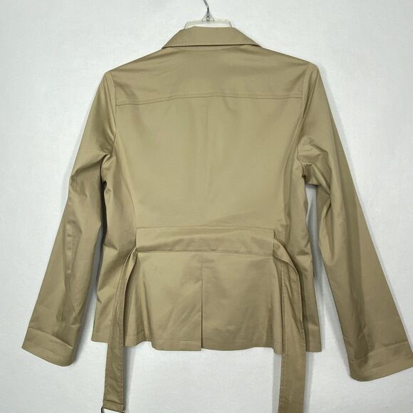 New York & Company Khaki Jacket S Belted Casual Button Front Casual Trendy Work - Picture 9 of 9